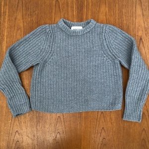 Aritzia Babaton Cropped Merino Wool Sweater Gray